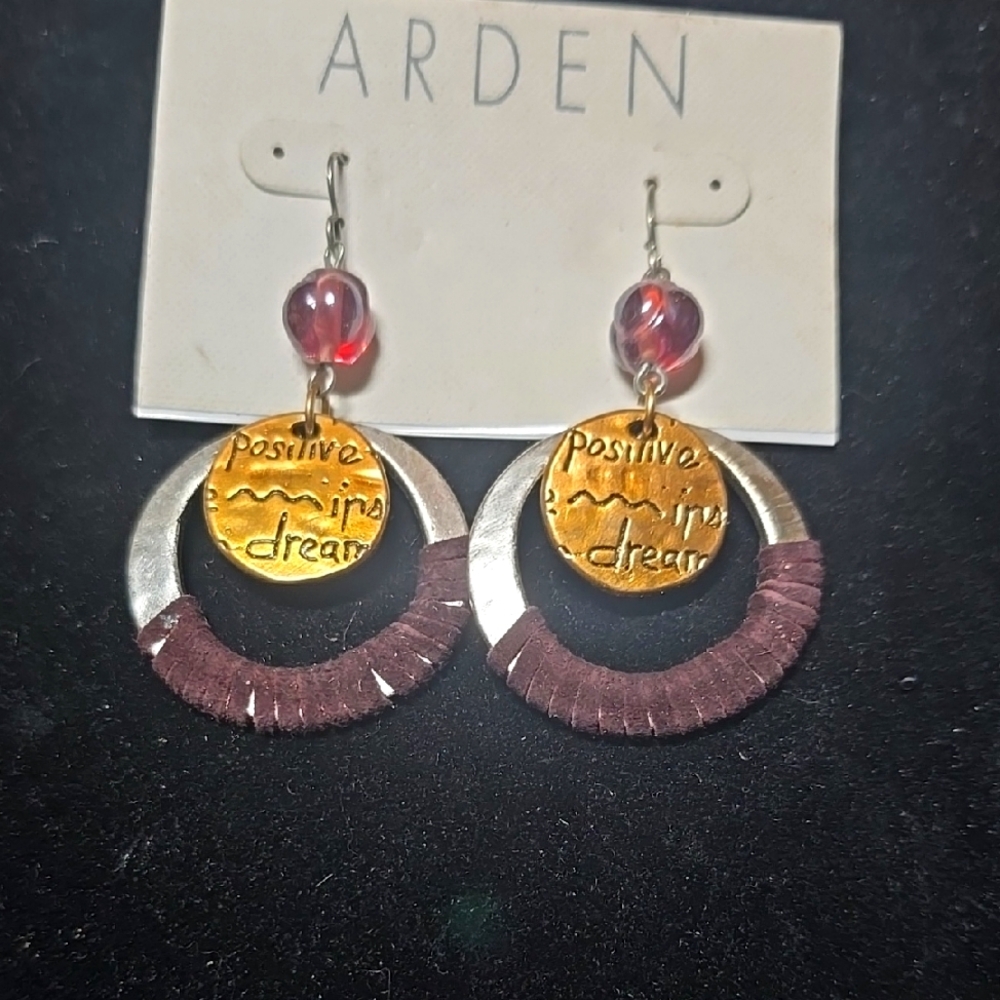 Ardene Silver, Gold and Purple Positive Dream Earrings